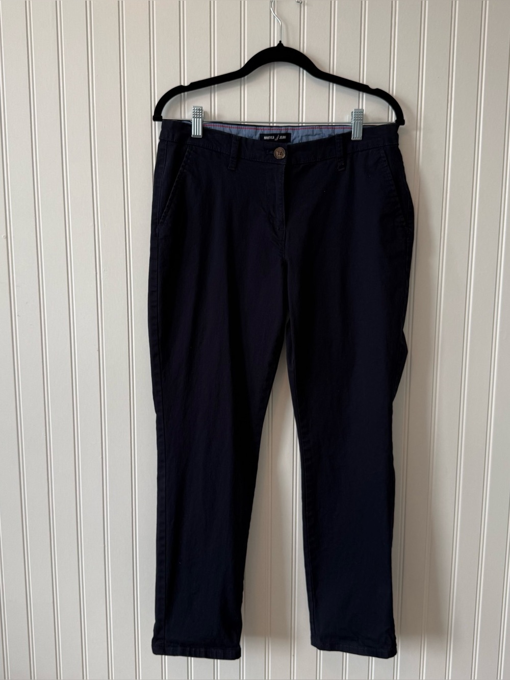 Nautica Jeans Co. Stretch Cotton Twill Chino Ankle Pants Size 8 Navy Blue